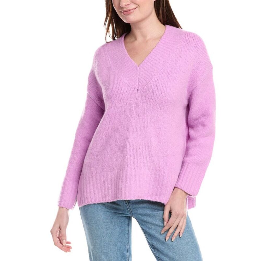 Labiz Womens  Wool & Alpaca-Blend V-Neck Sweater, Pink